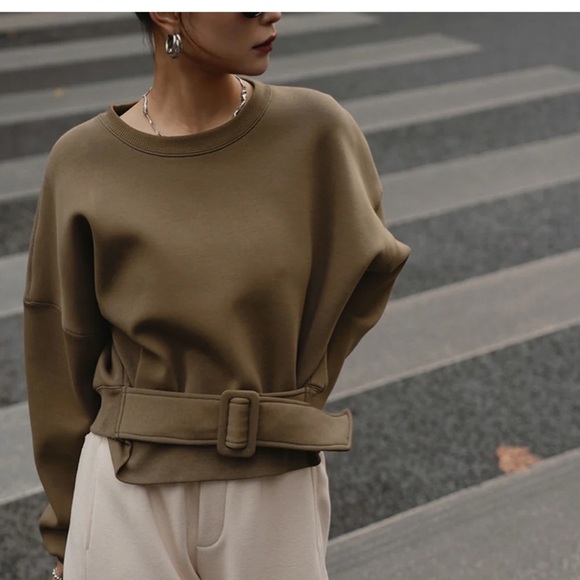 Sold eBay NWT Commense Pullover sold out online Belted Short Sweatshirt - Picture 2 of 10